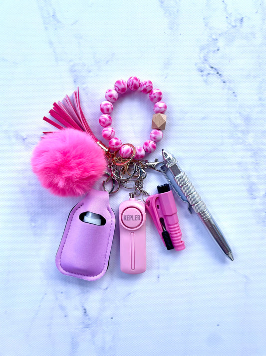 Safety Keychain I Pink Sassy B!tch Beaded