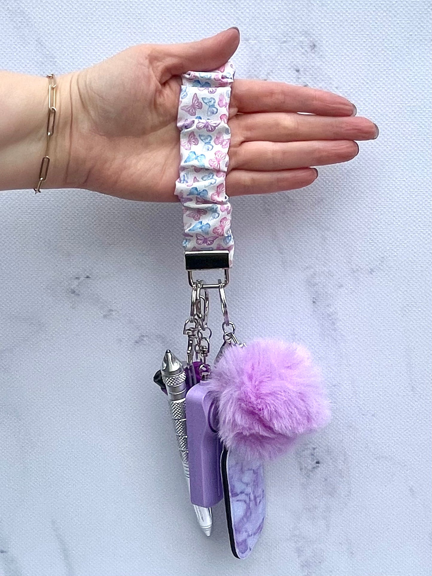 Safety Keychain I Purple Butterfly Scrunchie