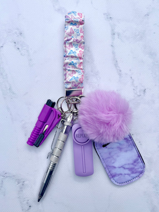 Safety Keychain I Purple Butterfly Scrunchie