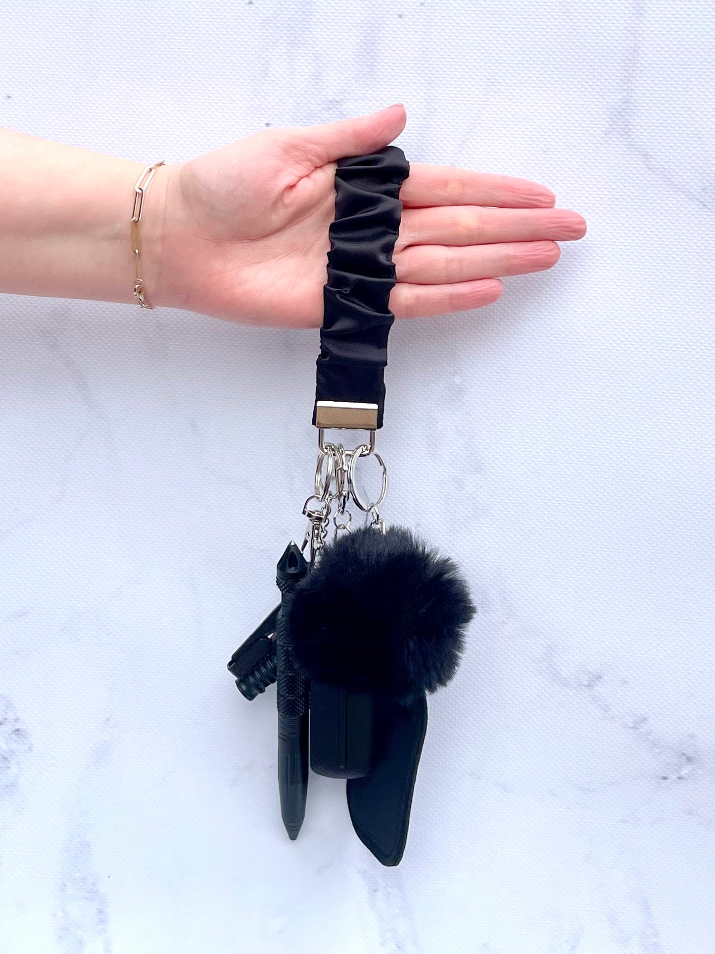 Safety Keychain I Black Onix Scrunchie